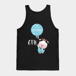 Cute baby cow boy 6th birthday Tank Top